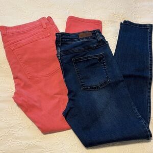 2 pair of skinny Jeans- J Crew Pink and Joules Blue
